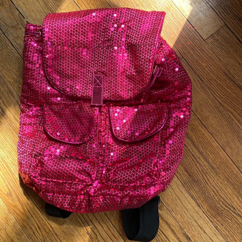 Pink sequin backpack